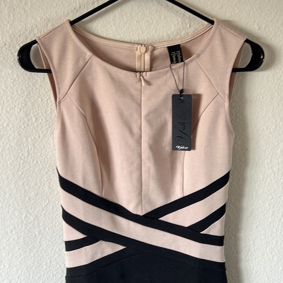 Tank beige and black midi dress - Picture 2 of 3